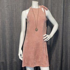 NWT Design Lab Lord & Taylor Mauve Faux Suede Pink Sleeveless Mini Dress XS
